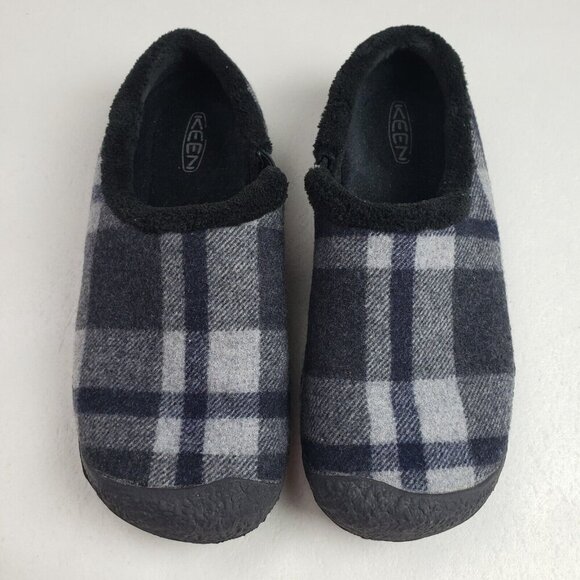 Keen Howser Plaid Slide Slipper Womens 7 Gray Fleece Lined Slip On Clog Shoe - Picture 3 of 10